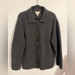 Talbots Dark Gray Button-Up Wool Sweater